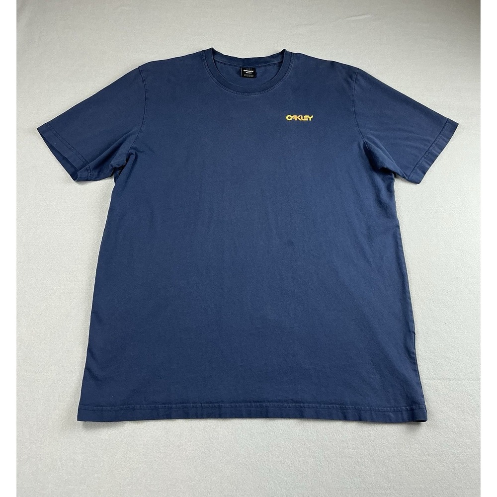Oakley Graphic T Shirt Men's 2XL Blue Radical Lens Implants Sunglasses Y2K Tee